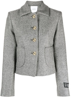Gestructureerde wollen korte jas met gouden knopen Patou , Gray , Dames - M,S