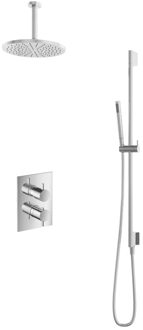 Get Together IBS2ACR inbouwdouche met 15cm plafondbuis, 25cm hoofddouche en glijstang chroom