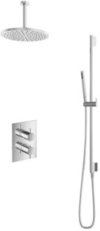 Get Together IBS2ACR inbouwdouche met 15cm plafondbuis, 30cm hoofddouche en glijstang chroom