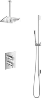 Get Together IBS2ACR inbouwdouche met 30cm plafondbuis, vierkante hoofddouche en glijstang chroom