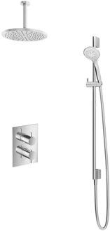 Get Together IBS2ACR inbouwdouche met 3s handdouche, 15cm plafondbuis, 25cm hoofddouche en glijstang chroom