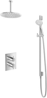 Get Together IBS2ACR inbouwdouche met 3s handdouche, 15cm plafondbuis, 30cm hoofddouche en glijstang chroom