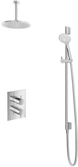 Get Together IBS2AGN inbouwdouche met 3s handdouche, 15cm plafondbuis en glijstang geborsteld nikkel