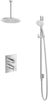 Get Together IBS2AGN inbouwdouche met 3s handdouche, 30cm plafondbuis, 25cm hoofddouche en glijstang geborsteld nikkel