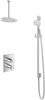 Get Together IBS2AGN inbouwdouche met 3s handdouche, 30cm plafondbuis en glijstang geborsteld nikkel