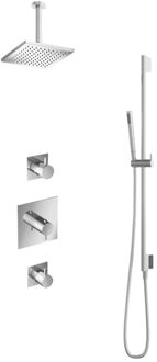 Get Together IBS2CR inbouwdouche met 15cm plafondbuis, vierkante hoofddouche en glijstang chroom