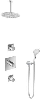 Get Together IBS2CR inbouwdouche met 3s handdouche, 15cm plafondbuis en 25cm hoofddouche chroom