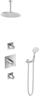 Get Together IBS2CR inbouwdouche met 3s handdouche, 15cm plafondbuis en 30cm hoofddouche chroom