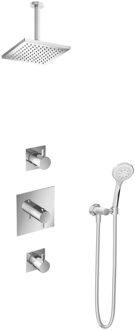 Get Together IBS2CR inbouwdouche met 3s handdouche, 15cm plafondbuis en vierkante hoofddouche chroom