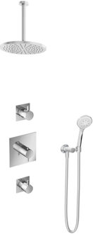 Get Together IBS2CR inbouwdouche met 3s handdouche, 30cm plafondbuis en 25cm hoofddouche chroom