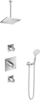 Get Together IBS2CR inbouwdouche met 3s handdouche, 30cm plafondbuis en vierkante hoofddouche chroom