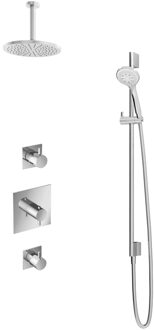 Get Together IBS2GN inbouwdouche met 3s handdouche, 15cm plafondbuis en glijstang geborsteld nikkel