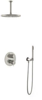 Get Together IBS2RAGN inbouwdouche met 15cm plafondbuis en 30cm hoofddouche geborsteld nikkel