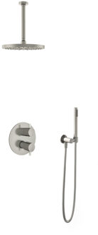 Get Together IBS2RAGN inbouwdouche met 30cm plafondbuis en 25cm hoofddouche geborsteld nikkel