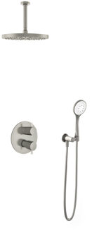 Get Together IBS2RAGN inbouwdouche met 3s handdouche, 15cm plafondbuis en 30cm hoofddouche geborsteld nikkel