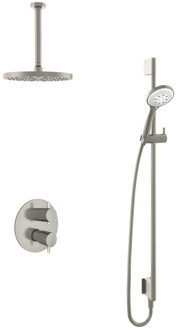 Get Together IBS2RAGN inbouwdouche met 3s handdouche, 30cm plafondbuis, 25cm hoofddouche en glijstang geborsteld nikkel