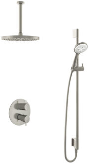 Get Together IBS2RAGN inbouwdouche met 3s handdouche, 30cm plafondbuis, 30cm hoofddouche en glijstang geborsteld nikkel