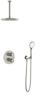 Get Together IBS2RAGN inbouwdouche met 3s handdouche, 30cm plafondbuis en 25cm hoofddouche geborsteld nikkel