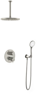 Get Together IBS2RAGN inbouwdouche met 3s handdouche, 30cm plafondbuis en 30cm hoofddouche geborsteld nikkel