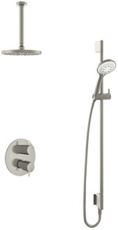 Get Together IBS2RAGN inbouwdouche met 3s handdouche, 30cm plafondbuis en glijstang geborsteld nikkel