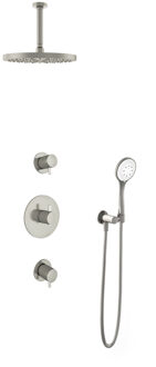 Get Together IBS2RGN inbouwdouche met 3s handdouche, 15cm plafondbuis en 30cm hoofddouche geborsteld nikkel