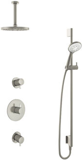 Get Together IBS2RGN inbouwdouche met 3s handdouche, 15cm plafondbuis en glijstang geborsteld nikkel