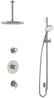 Get Together IBS2RGN inbouwdouche met 3s handdouche, 30cm plafondbuis, 30cm hoofddouche en glijstang geborsteld nikkel