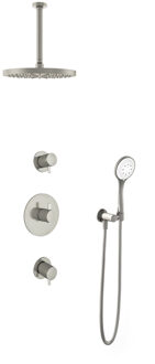 Get Together IBS2RGN inbouwdouche met 3s handdouche, 30cm plafondbuis en 30cm hoofddouche geborsteld nikkel