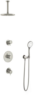 Get Together IBS2RGN inbouwdouche met 3s handdouche en 15cm plafondbuis geborsteld nikkel