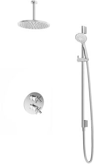 Get Together IBS3ACR inbouwdouche met 3s handdouche, 15cm plafondbuis, 25cm hoofddouche en glijstang chroom