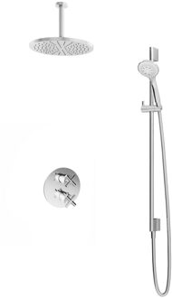 Get Together IBS3ACR inbouwdouche met 3s handdouche, 15cm plafondbuis, 30cm hoofddouche en glijstang chroom