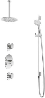 Get Together IBS5CR inbouwdouche met 3s handdouche, 30cm plafondbuis en glijstang chroom