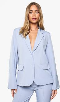 Getailleerde Blazer Met Schoudervulling, Blue - 36