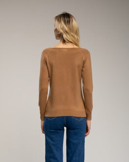 Getailleerde gebreide trui Camel - M