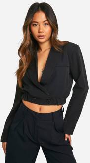 Getailleerde Longline Bomber Met Elastische Taille, Black - 42