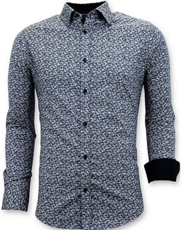 Getailleerde Overhemden Mannen - Slim Fit - 3045 - Blauw - Maten: S