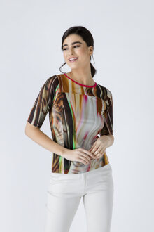 Getailleerde top met print - maat Bruin