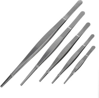 Getande Pincet Barbecue Rvs Lange Voedseltangen Straight Home Tweezer Tuin Keuken Bbq Tool 5 Maten 25cm