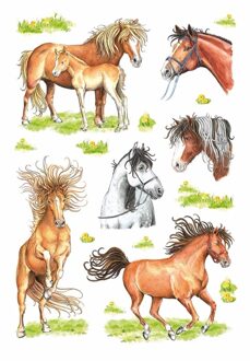 Getekende paarden stickers 3 vellen - Stickers Multikleur