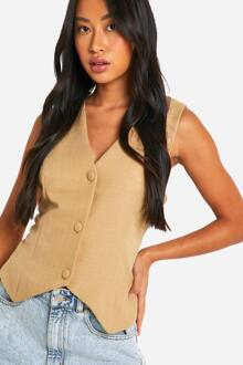 Getextureerd Op Maat Gemaakt Geweven Gilet, Mocha - 38