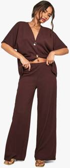 Getextureerde Broek Met Wijde Pijpen, Chocolate - 38