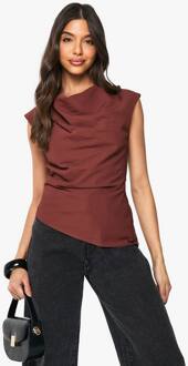 Getextureerde Geweven Blouse Met Hoge Halslijn, Rust - 36