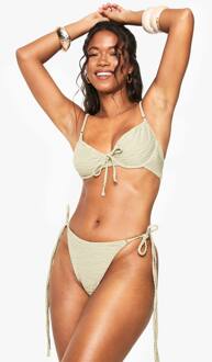 Getextureerde Slip Met Strik Aan De Zijkant, Sage - 44