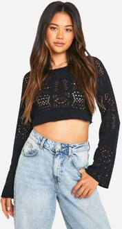 Getextureerde Top Met Lange Mouwen, Black - 40