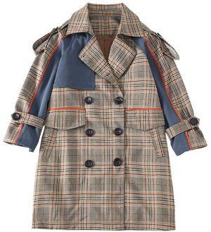 Geul Voor Meisjes Windjack Kids Kleding Overjas Herfst Mode Plaid Bovenkleding Tieners Dubbele-Knop Jassen 10 12 13 14 jaar