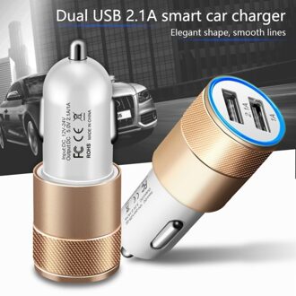 GEUMXL Dual USB 2.1A Smart Car Charger Adapter voor Lenovo A936 Lenovo VIBE Z2 voor ZTE Nubia Z9 Nubia V5 nubia Blade S6 iphone 6s Goud