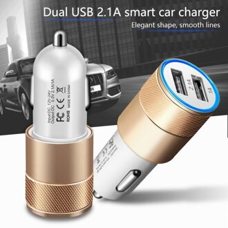 GEUMXL Dual USB 2.1A Smart Car Charger Adapter voor Lenovo A936 Lenovo VIBE Z2 voor ZTE Nubia Z9 Nubia V5 nubia Blade S6 iphone 6s grijs