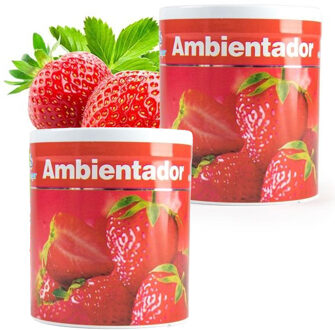 Geur gel Aardbei geur - 2x - 95 gram - geur blikje - 6 x 7 cm - auto/interieurparfum/luchtverfrisser
