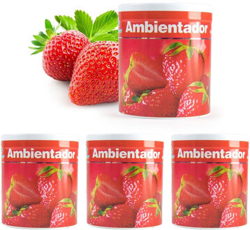 Geur gel Aardbei geur - 4x - 95 gram - geur blikje - 6 x 7 cm - auto/interieurparfum/luchtverfrisser