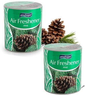 Geur gel Dennen geur - 2x - 95 gram - geur blikje - 6 x 7 cm - auto/interieurparfum/luchtverfrisser
